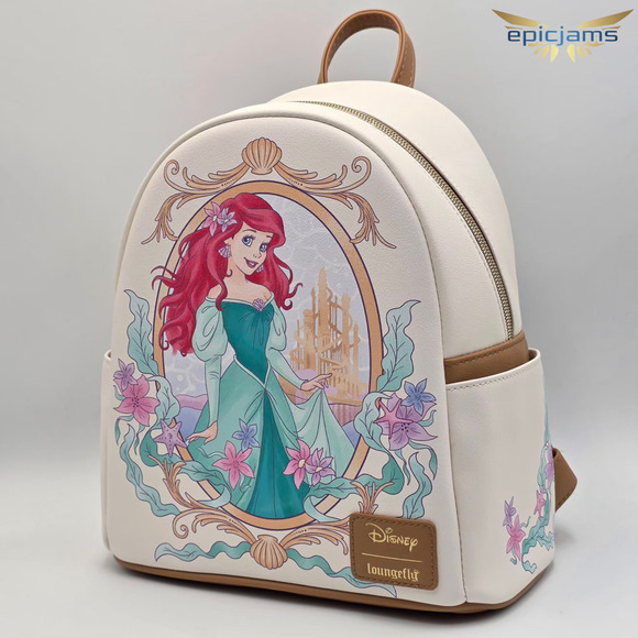 Loungefly Disney The Little Mermaid Ariel Portrait Floral Mini Backpack New - Picture 3 of 7
